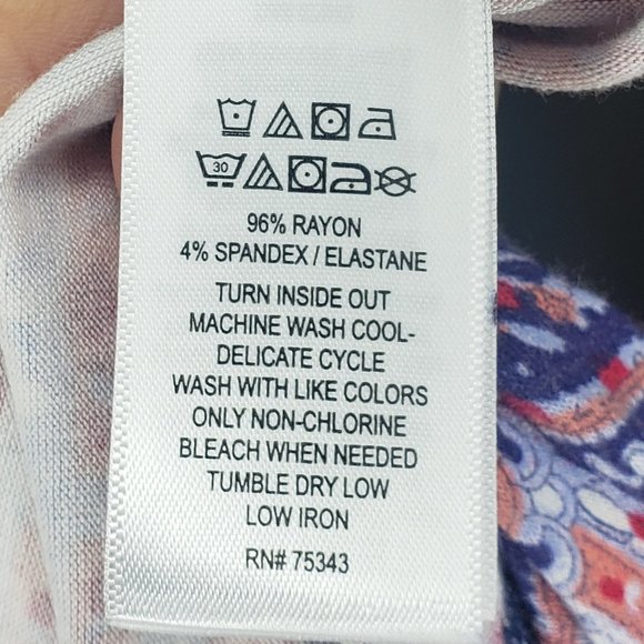 TAHARI BOHO ORANGE BLUE WHITE LOOSE FIT TUNIC TOP - Picture 6 of 6